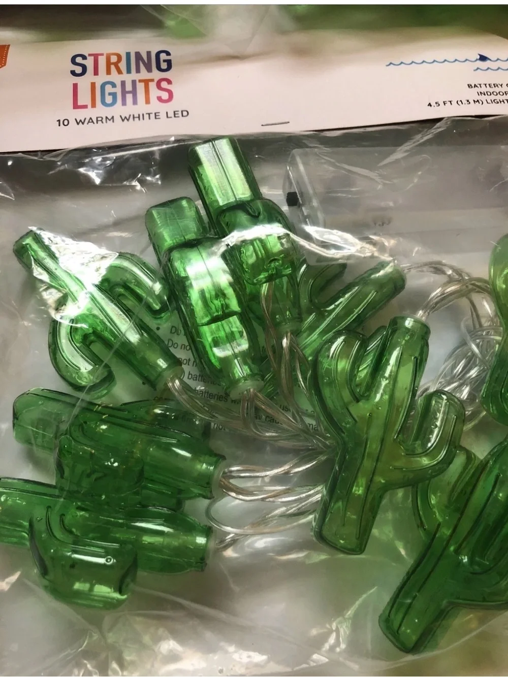 Lot Of 3 Cactus 10ct String Lights Battery Powered Summer Bullseye Playground
